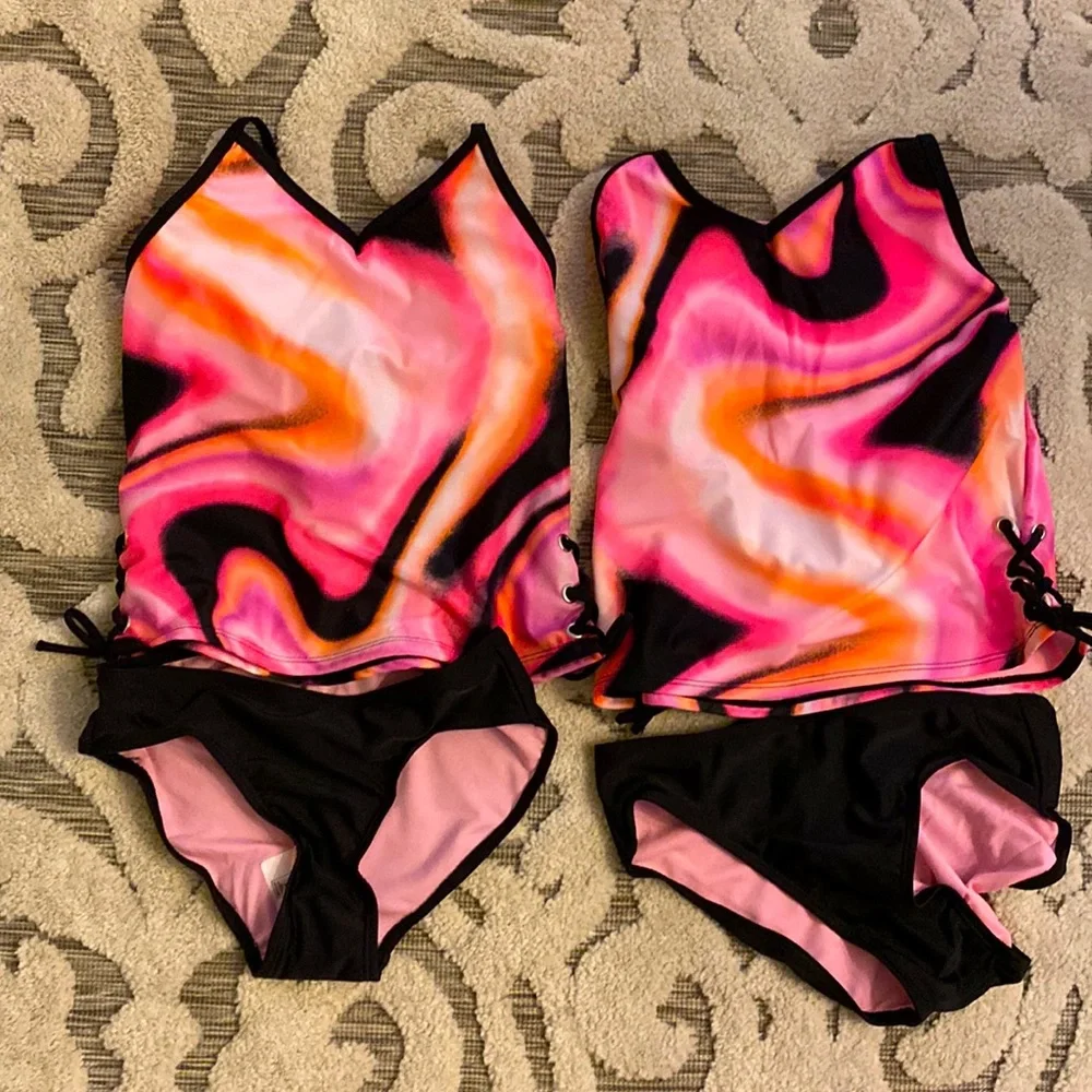 NEW! Marble Swirl Tankini 2 Piece Swimsuit by Justice